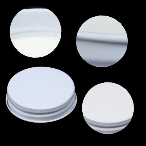 Patelai 144 Pieces 38 mm White Growler Caps Lids, Tinplate Metal Screw Caps with White Filling Glue Fits for Most 1/2 and 1 Gallon Jugs