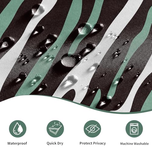 Modern Abstract Green and Black Striped Shower Curtain, 72x72 Inch