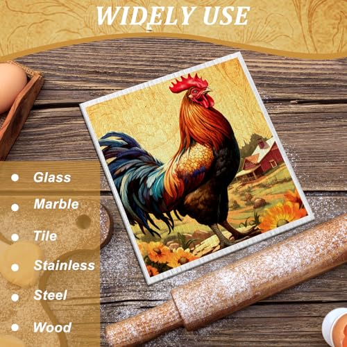 Chickens Retro Kitchen Dish Towels - 6 Pcs Reusable Cloths