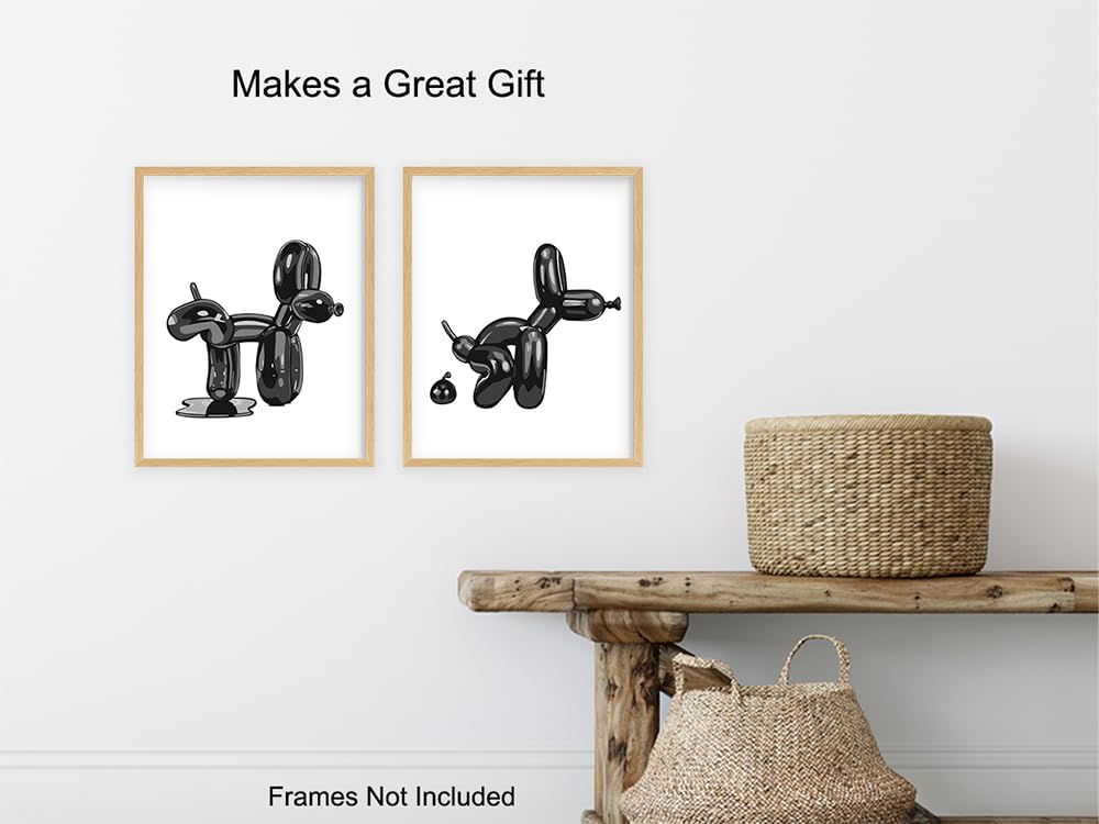 Skiennix Balloon Dog Bathroom Decor Set - Cute Y2K Black Bath Print & Wall Art | Aesthetic Kids' Decor