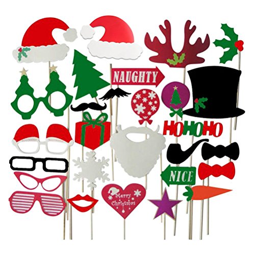 28PCS Christmas Party Photo Booth Props for Fun Decorations