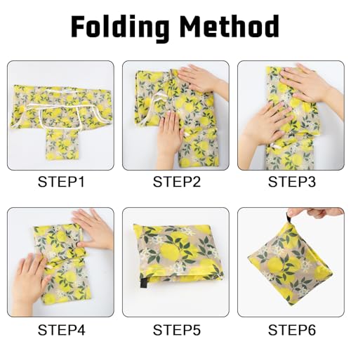 LLMSIX Foldable Reusable Grocery Bags - 3PCS Durable Tote Set
