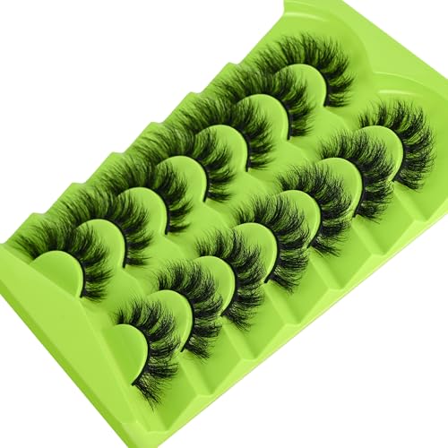 Kmilro 3D Wispy False Eyelashes - 7 Pairs Cat Eye Faux Mink Lashes