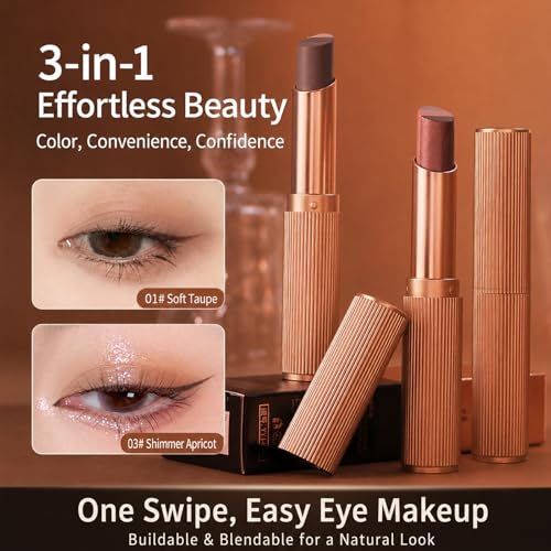 RED-SHYN 3-Color Gradient Eyeshadow Stick - Waterproof Shimmer Orange