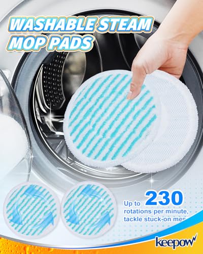 KEEPOW Mop Pads for PurSteam ScrubMaster - 4 Reusable Microfiber Pads