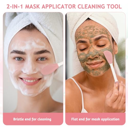 Thinp 2 Pcs Silicone Face Mask Applicator and Dual-Ended Brush Set