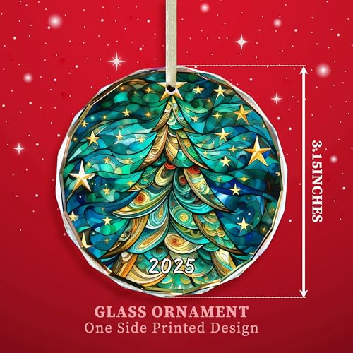 Christmas Tree Ornament 2025 - Glass Holiday Decoration - Elegant Gift Box Included
