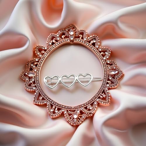 Silver Hollow Love Heart Hair Barrettes Alloy Hair Clip for Women Girls