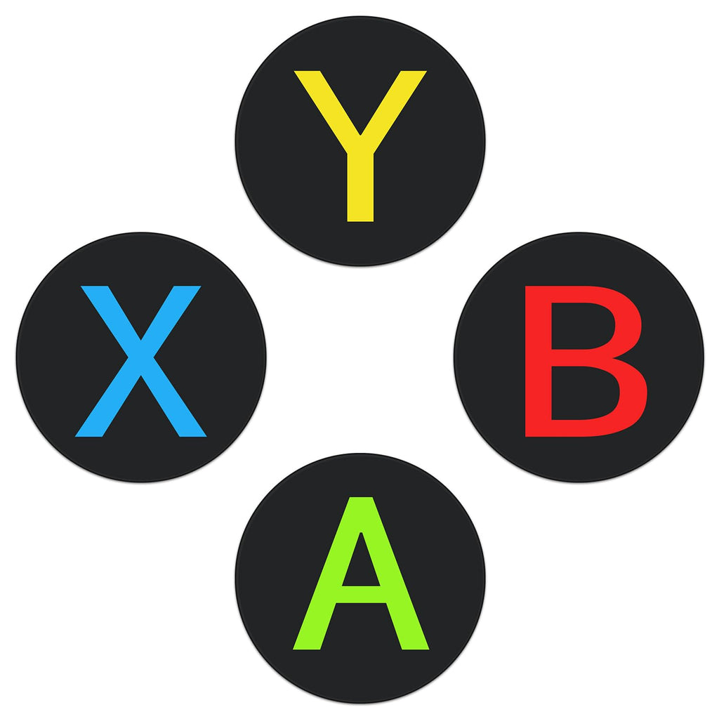 ABYX Silicone Gaming Coasters Set of 4 – A B X Y Game Controller Button Drink Coasters, Game Room Décor, Gifts for Gamers Men Boyfriend Dad – Black
