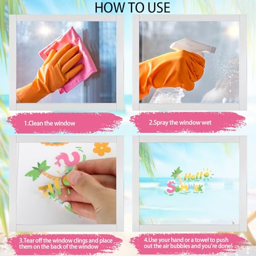 Summer Window Clings - 63 Double-Sided Beach Theme Stickers