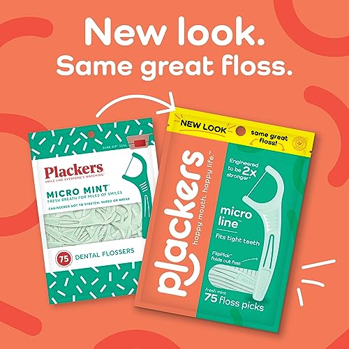 Plackers Micro Line Dental Floss Picks with Fold-Out Toothpick, Mint, 72 Count