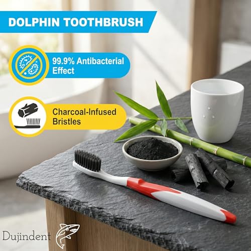 DUJINDENT Charcoal Infused Extra Soft Toothbrush with Ultra Fine Bristles