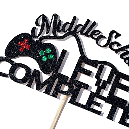 Black Glitter Middle School Graduation Cake Topper - Class of 2026