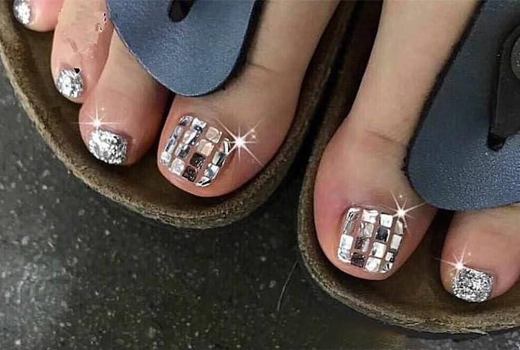 Guroenky Silver Square Sequins Nail Art Glitter for Disco Manicure