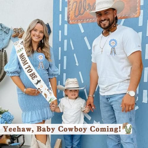 Cowboy Baby Shower Decorations Sash and Corsage Set