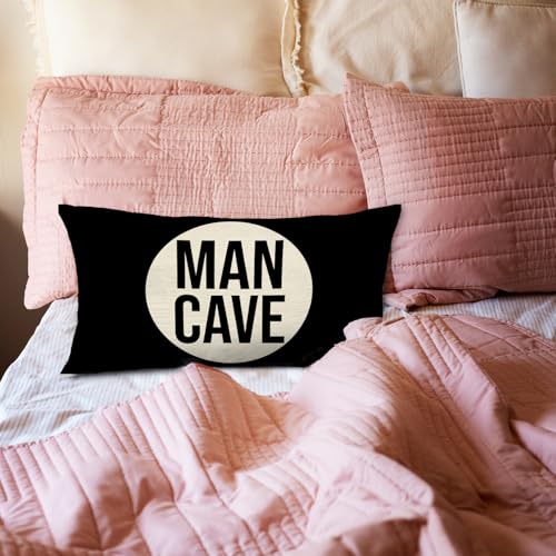 Funny Man Cave Lumbar Pillow Cover - 12x20 inches Polyester