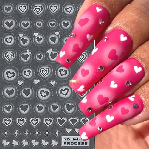 Valentine's Day Nail Art Stickers - Self-Adhesive Heart Decals (4 Sheets)