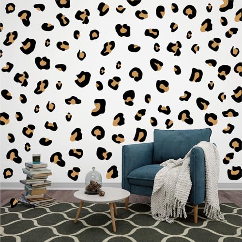 Leopard Print Wall Decals - CELAENO Brown Vinyl Stickers, 10 Sheets
