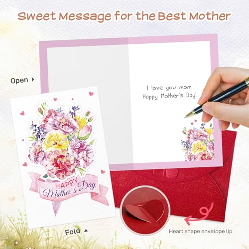 Elegant Floral Mother's Day Card - 5.5x8 with Envelope
