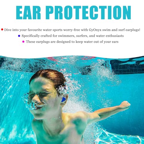 4 Pair Silicone Adult Ear Plugs for Swimming, Sleeping, Reusable Waterproof Swimming Ear Plugs for Kids, Men, Women, Water Play Accessories for Surfing, Floating, Pool (4 Colors & 4 Cases)
