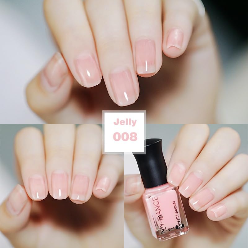 Milky Nude Pink Jelly Nail Polish Fast Drying Sheer Lacquer 6ml
