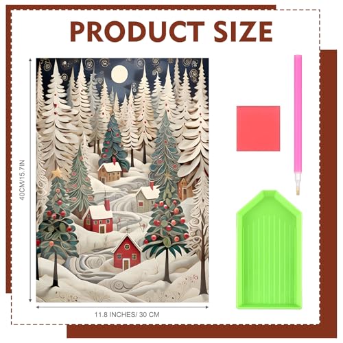 Christmas Tree Diamond Painting Kit 12x16 Inches DIY Holiday Decor