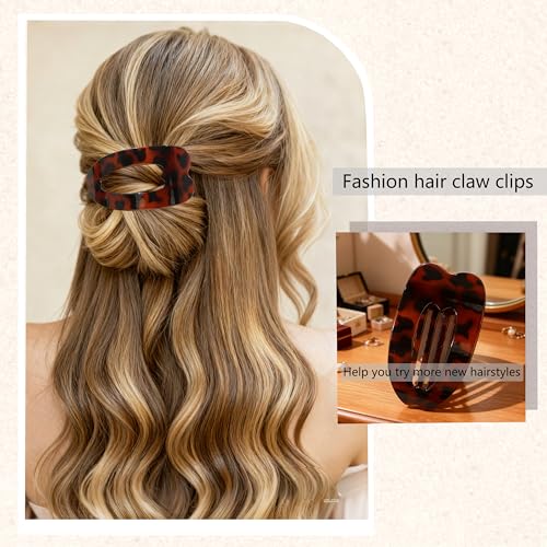 Wnqou 6-Pack Flat Hair Claw Clips for Women Large Strong Hold