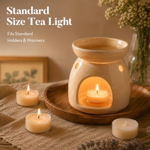 Crenovo Unscented Soy Tea Lights Candles - 6 Hour, 25 Pack