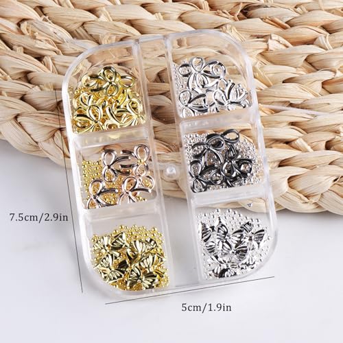 3D Metal Alloy Bow Nail Charms Gold and Silver Bowknot Nail Gems Art Supplies