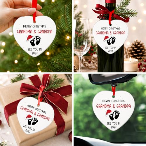 Expecting Baby Grandparents Ornament - Christmas Gift for Future Grandma & Grandpa - Expecting Baby Announcement Keepsake - Variation: Expecting Baby - Grandparents 03