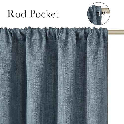 NICETOWN Linen Mist Blue Room Darkening Curtains 42"W x 63"L, Pack of 2