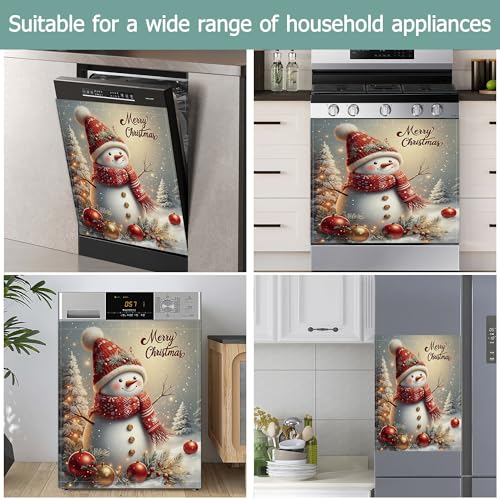 Cute Snowman Refrigerator Magnet Cover - Christmas Kitchen Decor 23x26 Inch