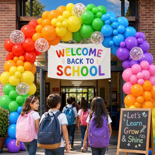 178-Piece Rainbow Balloon Arch Kit, Colorful Latex Garland for Parties
