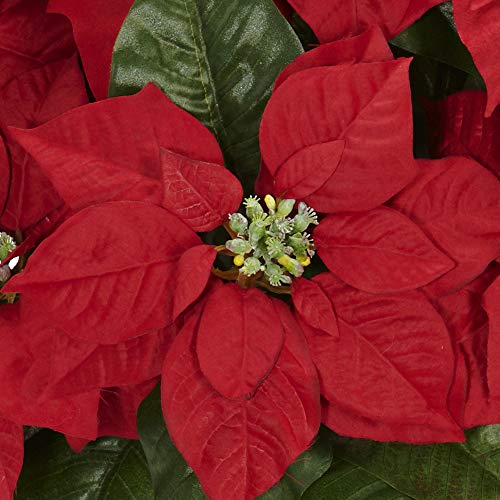 Artificial Poinsettia Arrangement with White Wash Planter – Holiday Décor
