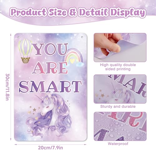 Unicorn Wall Decor Sign Set for Girls' Rooms - Inspirational Rainbow Art