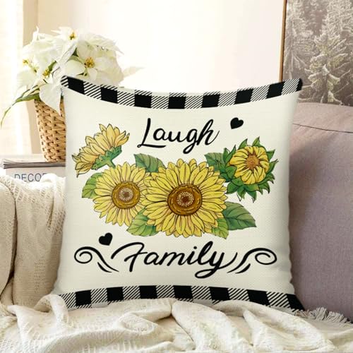 Joymaison Yellow Sunflower Throw Pillow Covers 18x18 Set of 4