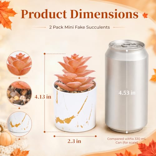 Der Rose 2-Pack Orange Fall Fake Plants in Gold Accent Pots