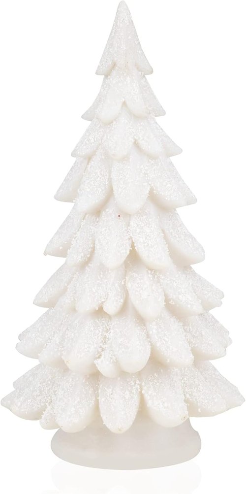 Bdor White Christmas Tree - 11-Inch Tabletop Decor with Lights & Snowflakes | Exquisite Resin Ornaments