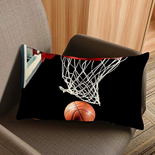 Basketball Hoop Throw Pillow Cover, 20x12 Inch Cotton Linen Cushion Case