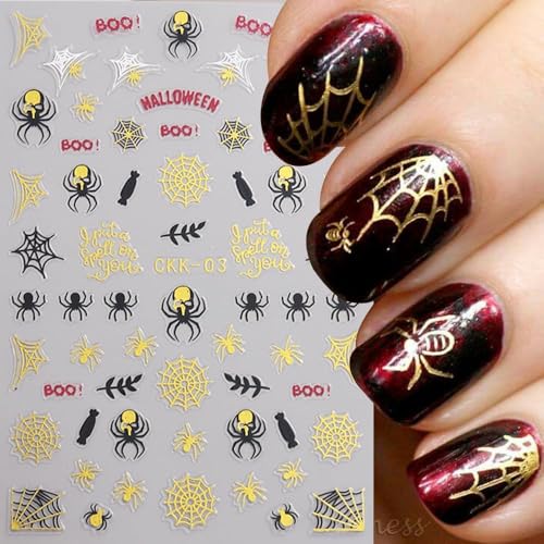 8-Sheet Halloween Nail Stickers Self-Adhesive Spider Web Decals
