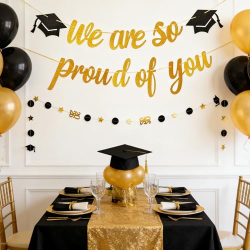 Graduation Banner Set - 3pcs Glitter 'We Are So Proud of You' Decorations