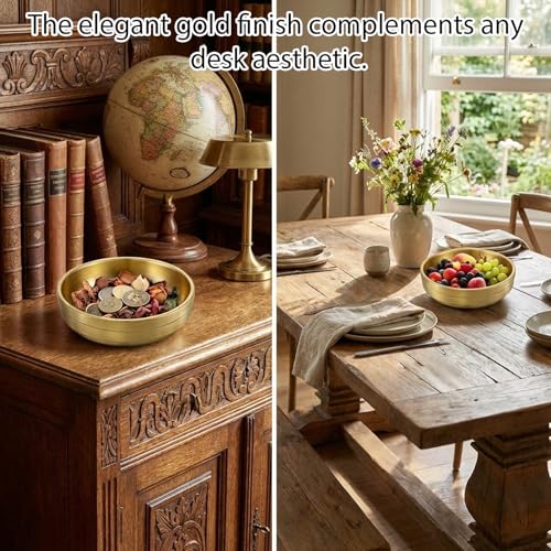 Exclaith Gold Stainless Steel Paperclip Holder for Desk Organizer