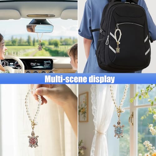 Bling Turtle Car Rear View Mirror Ornament - Rhinestone Pendant