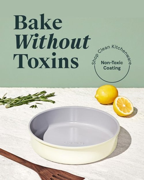 Caraway 9” Circle Pan - Non-Stick Ceramic Coating - Chemical-Free - Ideal for Cakes & Tartes - Cream