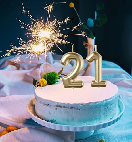 Glitter Gold Number 12 Birthday Candle - 2 Pack for Celebrations