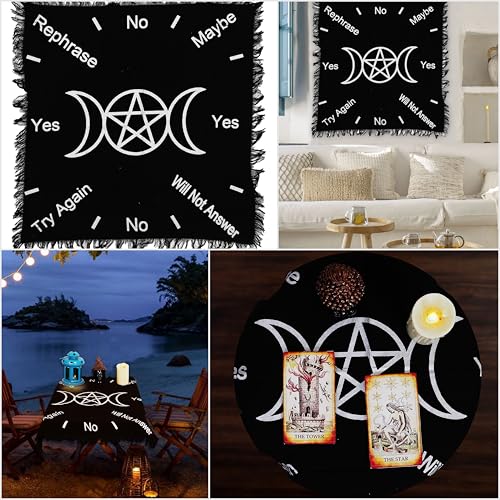 Wiccan Tarot Spread Altar Cloth - Small 100% Cotton, Silver Design