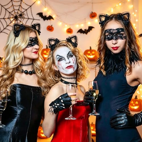 Black Lace Cat Ear Headband for Women Cosplay and Halloween
