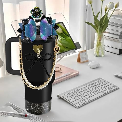 Bling Accessories Set for 20/30/40 oz Stanley Cup - Glitter Bow, Strap & Boot