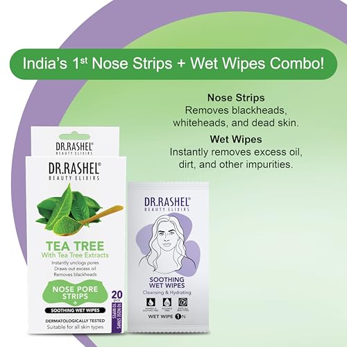 DR.RASHEL Tea Tree Nose Pore Strips and Cleansing Wipes 20 PCS