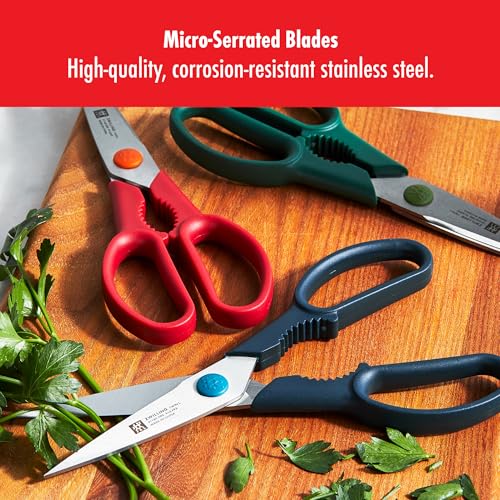ZWILLING Now S 3-Piece Kitchen Shears Set, Multi-Purpose Stainless Steel Scissors with Ergonomic Handles, Blue, Red and Green